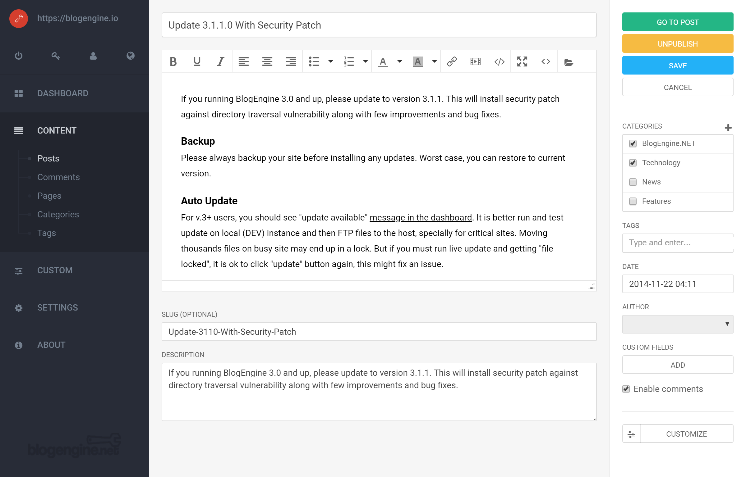 BlogEngine Editor