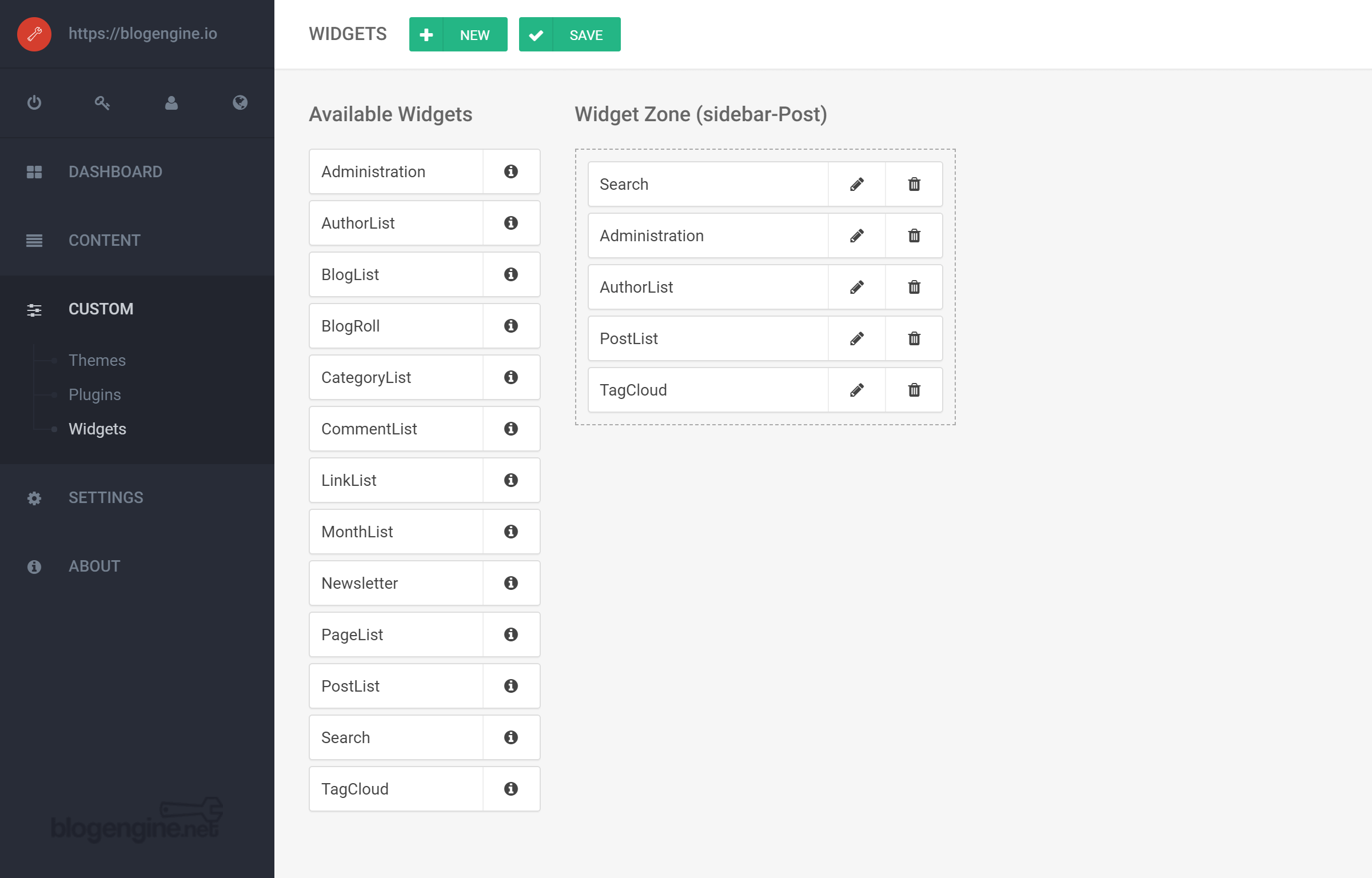 BlogEngine Widgets